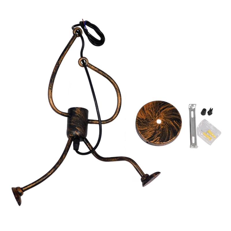 GLOBOSTAR® LITTLE MAN 01653 Μοντέρνο Κρεμαστό Φωτιστικό Οροφής με Ντουί 1 x E27 AC 220-240V IP20 - Χάλκινο - Μ20 x Π20 x Υ40cm