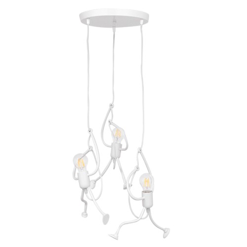 GLOBOSTAR® LITTLE MAN 01654 Μοντέρνο Κρεμαστό Φωτιστικό Οροφής με Ντουί 3 x E27 AC 220-240V IP20 - Λευκό - Μ45 x Π45 x Υ40cm