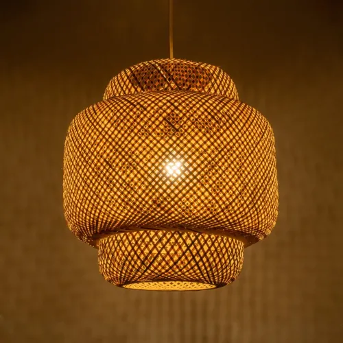 GLOBOSTAR® MALDIVES 01657 Boho Κρεμαστό Φωτιστικό Οροφής με Ντουί 1 x E27 AC 220-240V IP20 - Μπεζ - Μ50 x Π50 x Υ50m