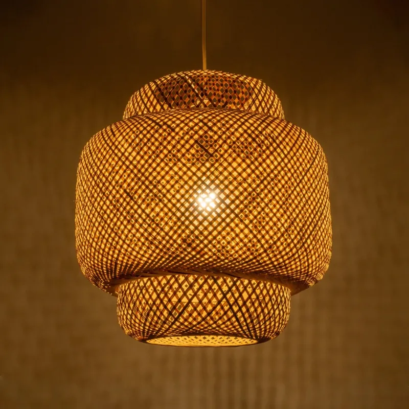 GLOBOSTAR® MALDIVES 01657 Boho Κρεμαστό Φωτιστικό Οροφής με Ντουί 1 x E27 AC 220-240V IP20 - Μπεζ - Μ50 x Π50 x Υ50m