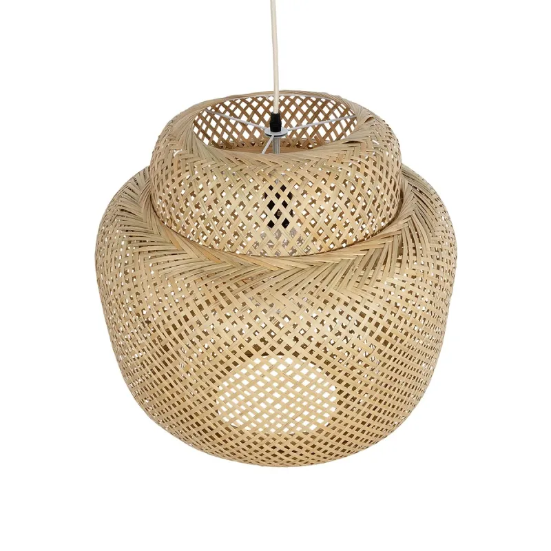 GLOBOSTAR® MALDIVES 01657 Boho Κρεμαστό Φωτιστικό Οροφής με Ντουί 1 x E27 AC 220-240V IP20 - Μπεζ - Μ50 x Π50 x Υ50m