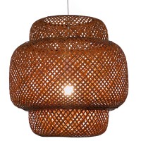 GLOBOSTAR® MALDIVES 01658 Boho Κρεμαστό Φωτιστικό Οροφής με Ντουί 1 x E27 AC 220-240V IP20 - Καφέ - Μ56 x Π56 x Υ54cm