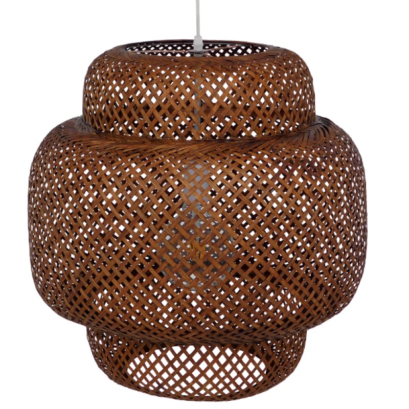GLOBOSTAR® MALDIVES 01658 Boho Κρεμαστό Φωτιστικό Οροφής με Ντουί 1 x E27 AC 220-240V IP20 - Καφέ - Μ56 x Π56 x Υ54cm