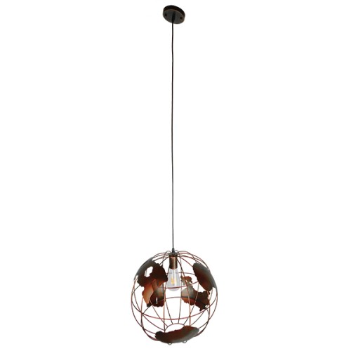 GLOBOSTAR® EARTH 01665 Vintage Κρεμαστό Φωτιστικό Οροφής με Ντουί 1 x E27 AC 220-240V IP20 - Χάλκινο - Μ40 x Π40 x Y40cm