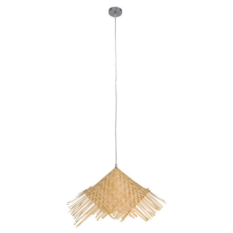 GLOBOSTAR® RICEHAT 01666 Boho Κρεμαστό Φωτιστικό Οροφής με Ντουί 1 x E27 AC 220-240V IP20 - Μπεζ - Μ70 x Π70 x Y25cm