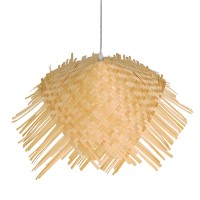 GLOBOSTAR® RICEHAT 01666 Boho Κρεμαστό Φωτιστικό Οροφής με Ντουί 1 x E27 AC 220-240V IP20 - Μπεζ - Μ70 x Π70 x Y25cm