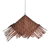 GLOBOSTAR® RICEHAT 01667 Boho Κρεμαστό Φωτιστικό Οροφής με Ντουί 1 x E27 AC 220-240V IP20 - Καφέ - Μ70 x Π70 x Y25cm