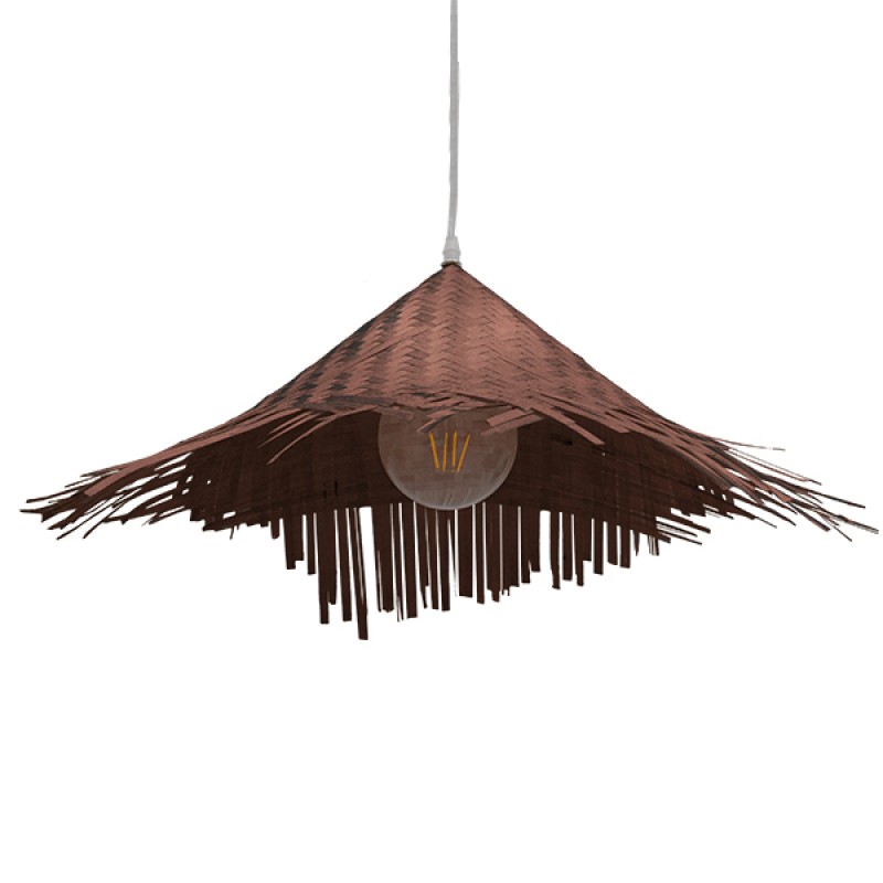 GLOBOSTAR® RICEHAT 01667 Boho Κρεμαστό Φωτιστικό Οροφής με Ντουί 1 x E27 AC 220-240V IP20 - Καφέ - Μ70 x Π70 x Y25cm
