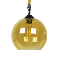 GLOBOSTAR® LENHAM 01668 Μοντέρνο Κρεμαστό Φωτιστικό Οροφής με Ντουί 1 x E27 AC 220-240V IP20 - Μπεζ & Μελί - Μ25 x Π25 x Y25cm