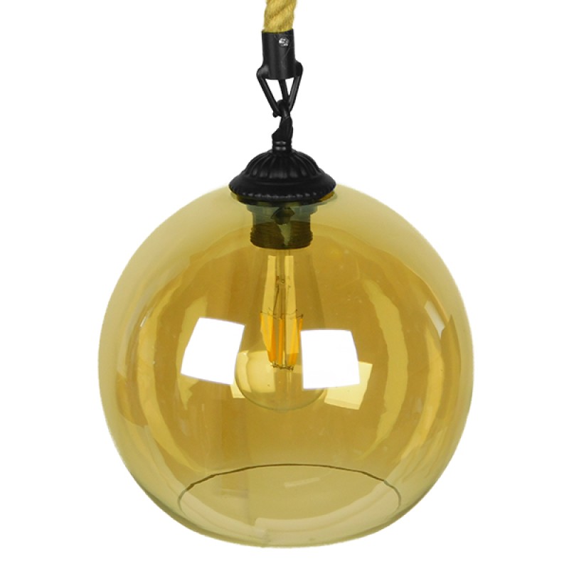 GLOBOSTAR® LENHAM 01668 Μοντέρνο Κρεμαστό Φωτιστικό Οροφής με Ντουί 1 x E27 AC 220-240V IP20 - Μπεζ & Μελί - Μ25 x Π25 x Y25cm