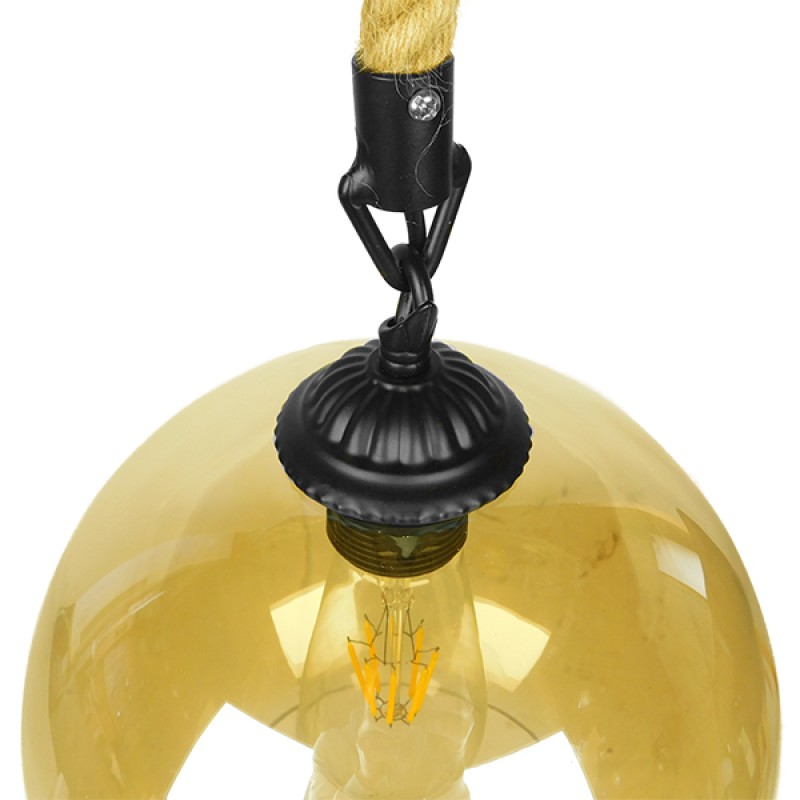 GLOBOSTAR® LENHAM 01668 Μοντέρνο Κρεμαστό Φωτιστικό Οροφής με Ντουί 1 x E27 AC 220-240V IP20 - Μπεζ & Μελί - Μ25 x Π25 x Y25cm