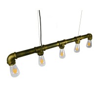 GLOBOSTAR® CANAL 01669 Vintage Κρεμαστό Φωτιστικό Οροφής με Ντουί 5 x E27 AC 220-240V IP20 - Μπρούτζινο - Μ92 x Π5 x Y8cm