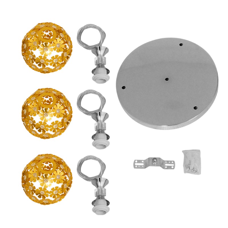 GLOBOSTAR® BOUQUET 01670 Μοντέρνο Κρεμαστό Φωτιστικό Οροφής με Ντουί 3 x E27 AC 220-240V IP20 - Πολύχρωμο - Μ46 x Π46 x Y23cm