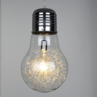 GLOBOSTAR® LAMP 01677 Μοντέρνο Κρεμαστό Φωτιστικό Οροφής με Ντουί 1 x E27 AC 220-240V IP20 - Ασημί & Διάφανο - Μ30 x Π30 x Υ52cm