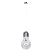 GLOBOSTAR® LAMP 01677 Μοντέρνο Κρεμαστό Φωτιστικό Οροφής με Ντουί 1 x E27 AC 220-240V IP20 - Ασημί & Διάφανο - Μ30 x Π30 x Υ52cm