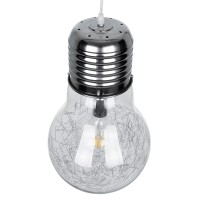 GLOBOSTAR® LAMP 01677 Μοντέρνο Κρεμαστό Φωτιστικό Οροφής με Ντουί 1 x E27 AC 220-240V IP20 - Ασημί & Διάφανο - Μ30 x Π30 x Υ52cm