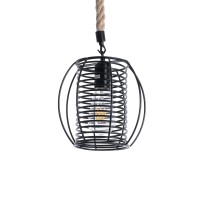 GLOBOSTAR® ORVAL 01689 Μοντέρνο Κρεμαστό Φωτιστικό Οροφής με Ντουί 1 x E27 AC 220-240V IP20 - Μαύρο & Μπεζ - Μ20 x Π20 x Υ20cm