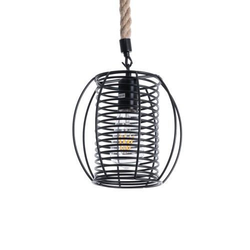 GLOBOSTAR® ORVAL 01689 Μοντέρνο Κρεμαστό Φωτιστικό Οροφής με Ντουί 1 x E27 AC 220-240V IP20 - Μαύρο & Μπεζ - Μ20 x Π20 x Υ20cm