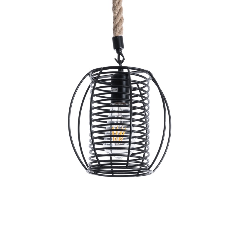 GLOBOSTAR® ORVAL 01689 Μοντέρνο Κρεμαστό Φωτιστικό Οροφής με Ντουί 1 x E27 AC 220-240V IP20 - Μαύρο & Μπεζ - Μ20 x Π20 x Υ20cm