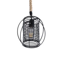 GLOBOSTAR® ORVAL 01689 Μοντέρνο Κρεμαστό Φωτιστικό Οροφής με Ντουί 1 x E27 AC 220-240V IP20 - Μαύρο & Μπεζ - Μ20 x Π20 x Υ20cm