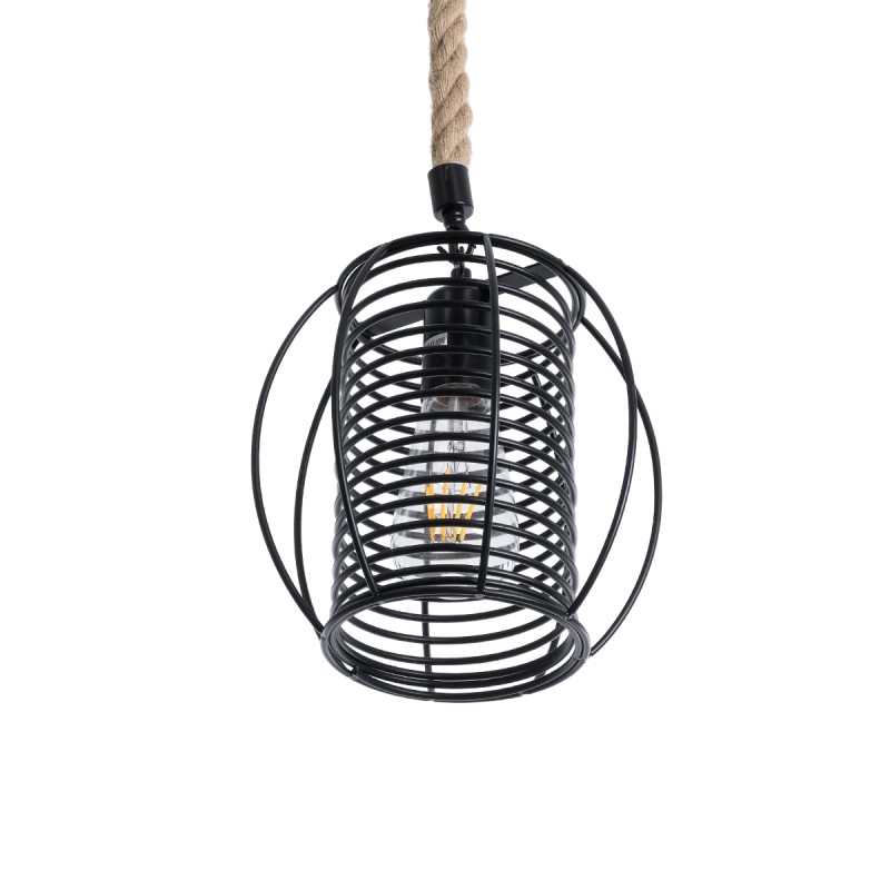 GLOBOSTAR® ORVAL 01689 Μοντέρνο Κρεμαστό Φωτιστικό Οροφής με Ντουί 1 x E27 AC 220-240V IP20 - Μαύρο & Μπεζ - Μ20 x Π20 x Υ20cm