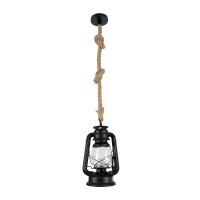GLOBOSTAR® BARBAROSSA 01704 Vintage Κρεμαστό Φωτιστικό Οροφής με Ντουί 1 x E27 AC 220-240V IP20 - Μαύρο - Μ18 x Π18 x Υ28cm