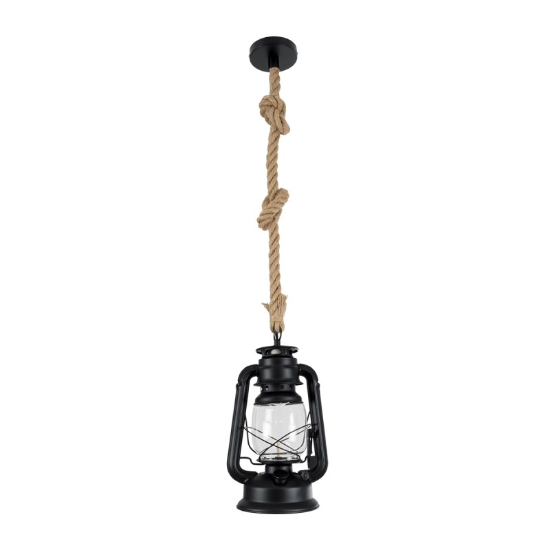 GLOBOSTAR® BARBAROSSA 01704 Vintage Κρεμαστό Φωτιστικό Οροφής με Ντουί 1 x E27 AC 220-240V IP20 - Μαύρο - Μ18 x Π18 x Υ28cm