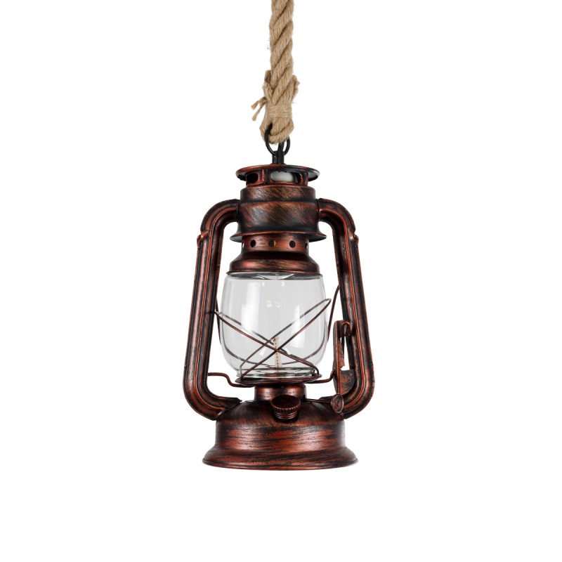 GLOBOSTAR® BARBAROSSA 01707 Vintage Κρεμαστό Φωτιστικό Οροφής με Ντουί 1 x E27 AC 220-240V IP20 - Χάλκινο - Μ18 x Π18 x Υ28cm