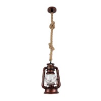 GLOBOSTAR® BARBAROSSA 01707 Vintage Κρεμαστό Φωτιστικό Οροφής με Ντουί 1 x E27 AC 220-240V IP20 - Χάλκινο - Μ18 x Π18 x Υ28cm