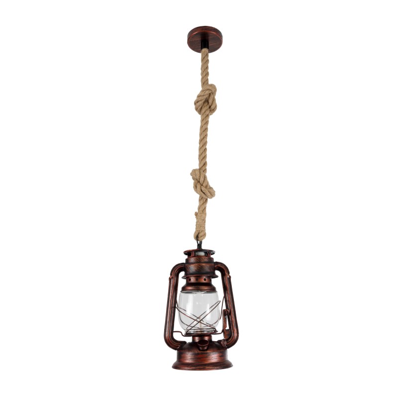 GLOBOSTAR® BARBAROSSA 01707 Vintage Κρεμαστό Φωτιστικό Οροφής με Ντουί 1 x E27 AC 220-240V IP20 - Χάλκινο - Μ18 x Π18 x Υ28cm