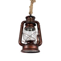 GLOBOSTAR® BARBAROSSA 01707 Vintage Κρεμαστό Φωτιστικό Οροφής με Ντουί 1 x E27 AC 220-240V IP20 - Χάλκινο - Μ18 x Π18 x Υ28cm