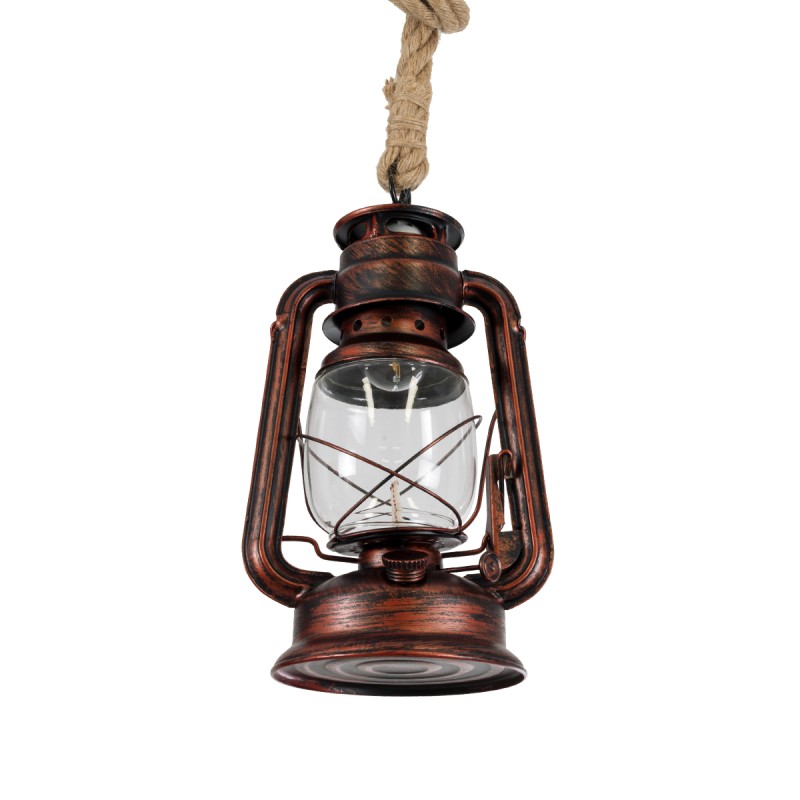 GLOBOSTAR® BARBAROSSA 01707 Vintage Κρεμαστό Φωτιστικό Οροφής με Ντουί 1 x E27 AC 220-240V IP20 - Χάλκινο - Μ18 x Π18 x Υ28cm