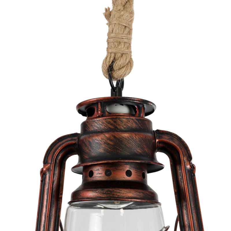 GLOBOSTAR® BARBAROSSA 01707 Vintage Κρεμαστό Φωτιστικό Οροφής με Ντουί 1 x E27 AC 220-240V IP20 - Χάλκινο - Μ18 x Π18 x Υ28cm