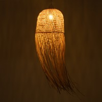 GLOBOSTAR® MANILA 01713 Boho Κρεμαστό Φωτιστικό Οροφής με Ντουί 1 x E27 AC 220-240V IP20 - Μπεζ - Μ25 x Π25 x Υ60cm
