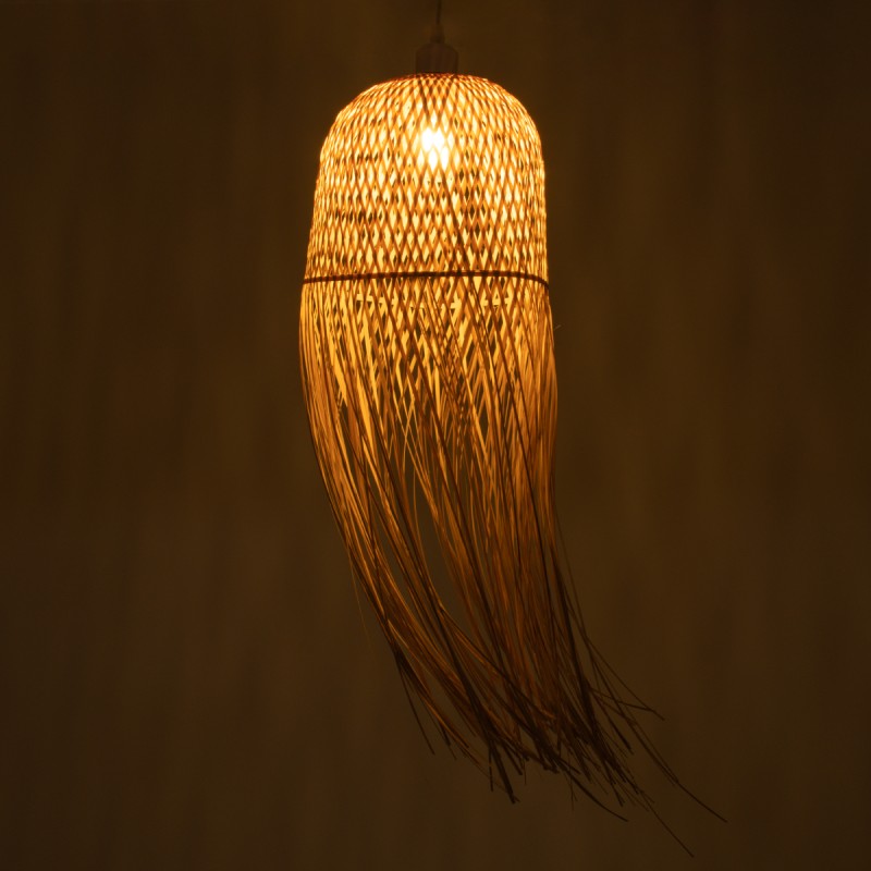 GLOBOSTAR® MANILA 01713 Boho Κρεμαστό Φωτιστικό Οροφής με Ντουί 1 x E27 AC 220-240V IP20 - Μπεζ - Μ25 x Π25 x Υ60cm