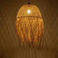 GLOBOSTAR® MANILA 01714 Boho Κρεμαστό Φωτιστικό Οροφής με Ντουί 1 x E27 AC 220-240V IP20 - Μπεζ - Μ45 x Π45 x Υ60cm