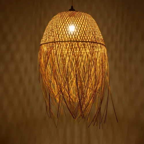 GLOBOSTAR® MANILA 01714 Boho Κρεμαστό Φωτιστικό Οροφής με Ντουί 1 x E27 AC 220-240V IP20 - Μπεζ - Μ45 x Π45 x Υ60cm
