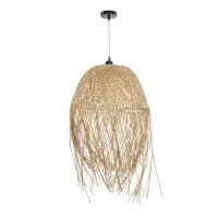 GLOBOSTAR® MANILA 01714 Boho Κρεμαστό Φωτιστικό Οροφής με Ντουί 1 x E27 AC 220-240V IP20 - Μπεζ - Μ45 x Π45 x Υ60cm