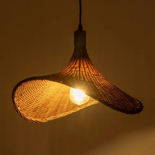 GLOBOSTAR® CUBA 01718 Boho Κρεμαστό Φωτιστικό Οροφής με Ντουί 1 x E27 AC 220-240V IP20 - Καφέ - Μ43 x Π40 x Y28cm