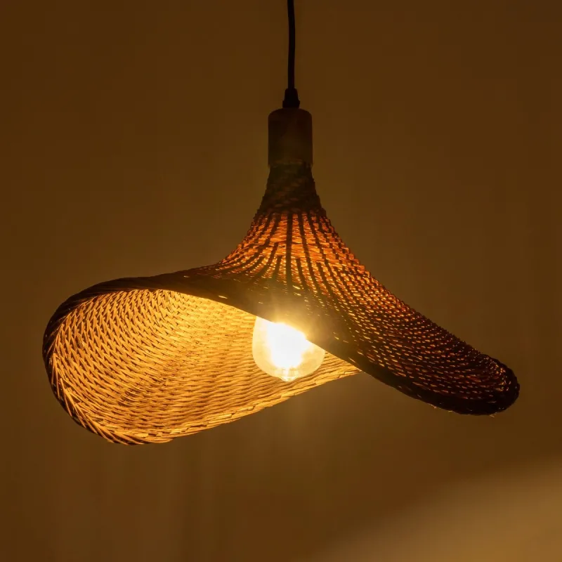 GLOBOSTAR® CUBA 01718 Boho Κρεμαστό Φωτιστικό Οροφής με Ντουί 1 x E27 AC 220-240V IP20 - Καφέ - Μ43 x Π40 x Y28cm