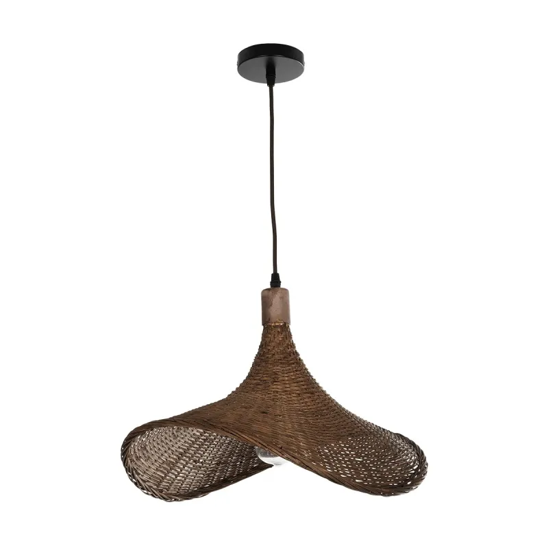 GLOBOSTAR® CUBA 01718 Boho Κρεμαστό Φωτιστικό Οροφής με Ντουί 1 x E27 AC 220-240V IP20 - Καφέ - Μ43 x Π40 x Y28cm