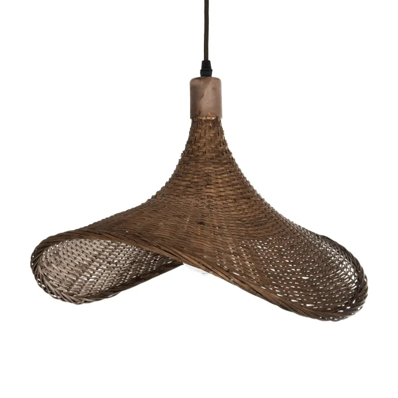 GLOBOSTAR® CUBA 01718 Boho Κρεμαστό Φωτιστικό Οροφής με Ντουί 1 x E27 AC 220-240V IP20 - Καφέ - Μ43 x Π40 x Y28cm
