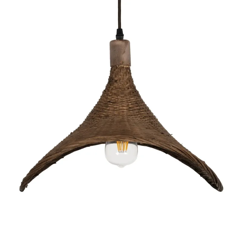 GLOBOSTAR® CUBA 01718 Boho Κρεμαστό Φωτιστικό Οροφής με Ντουί 1 x E27 AC 220-240V IP20 - Καφέ - Μ43 x Π40 x Y28cm