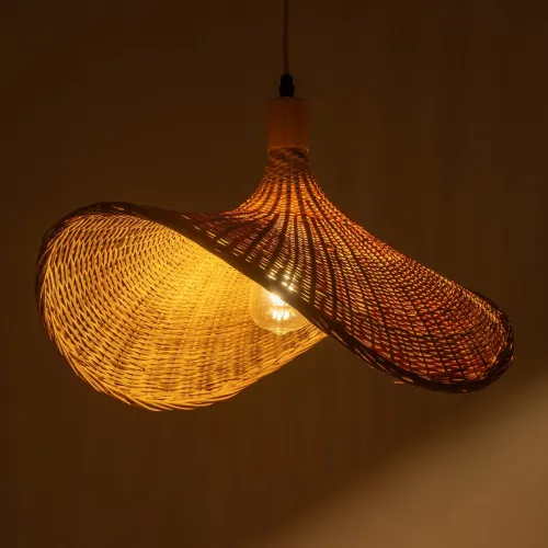 GLOBOSTAR® CUBA 01719 Boho Κρεμαστό Φωτιστικό Οροφής με Ντουί 1 x E27 AC 220-240V IP20 - Μπεζ - Μ53 x Π42 x Υ32cm
