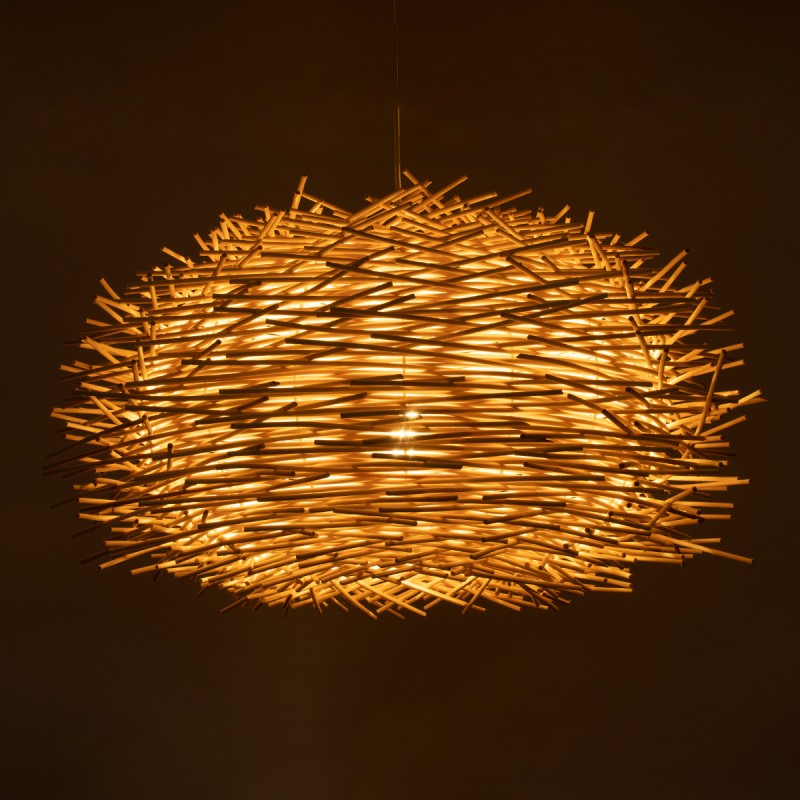 GLOBOSTAR® MINORCA 01731 Boho Κρεμαστό Φωτιστικό Οροφής με Ντουί 1 x E27 AC 220-240V IP20 - Μπεζ - Μ60 x Π60 x Y35cm