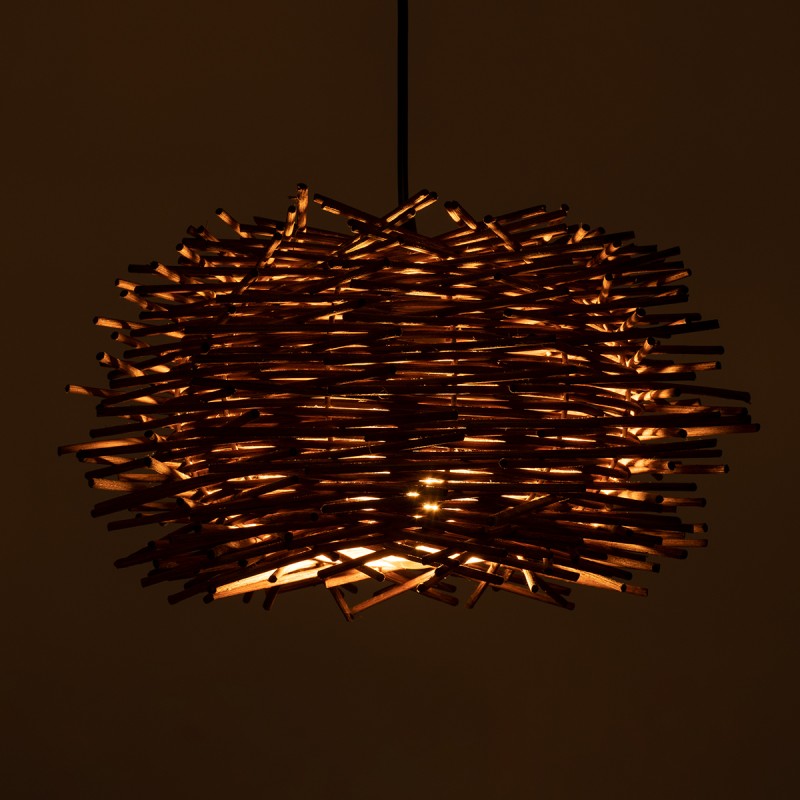 GLOBOSTAR® MINORCA 01732 Boho Κρεμαστό Φωτιστικό Οροφής με Ντουί 1 x E27 AC 220-240V IP20 - Καφέ - Μ30 x Π30 x Υ18cm