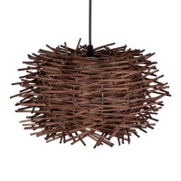 GLOBOSTAR® MINORCA 01732 Boho Κρεμαστό Φωτιστικό Οροφής με Ντουί 1 x E27 AC 220-240V IP20 - Καφέ - Μ30 x Π30 x Υ18cm