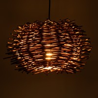 GLOBOSTAR® MINORCA 01733 Boho Κρεμαστό Φωτιστικό Οροφής με Ντουί 1 x E27 AC 220-240V IP20 - Καφέ - Μ35 x Π35 x Υ23cm