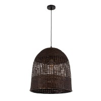 GLOBOSTAR® BORA-BORA 01736 Boho Κρεμαστό Φωτιστικό Οροφής με Ντουί 1 x E27 AC 220-240V IP20 - Καφέ - Μ42 x Π42 x Y44cm