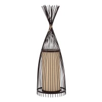 GLOBOSTAR® AZORES 01754 Boho Επιδαπέδιο Φωτιστικό με Ντουί 1 x E27 AC 220-240V IP20 - Καφέ & Μπεζ - Μ30 x Π30 x Υ90cm